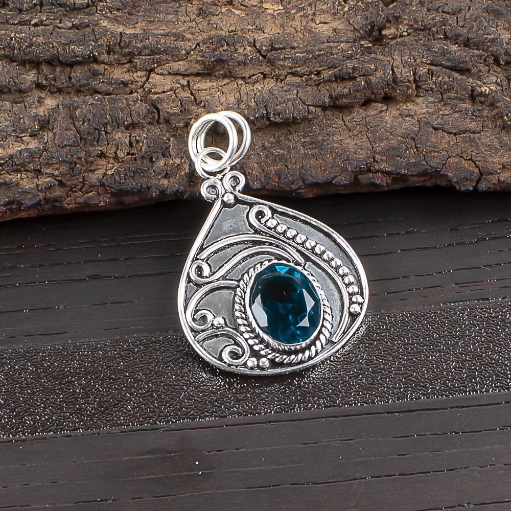 

Апатит Ювелирные изделия из серебра ручной работы, Подвеска из стерлингового серебра 925 пробы, Красивые ювелирные изделия с драгоценными камнями ручной работы, Подвеска с апатитом для нее 1.45 Inches синий