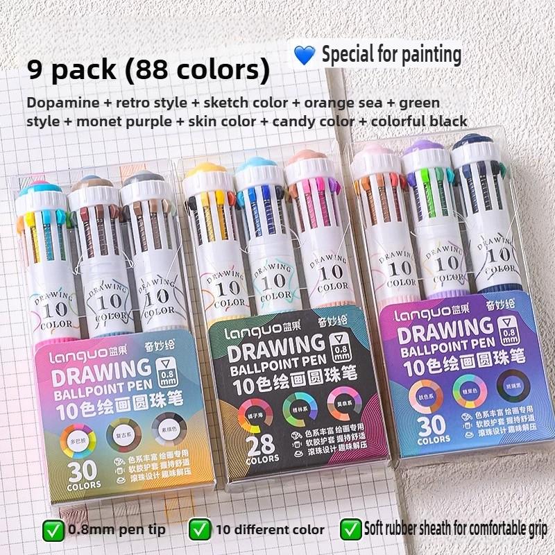 Languo 146/10 Color Ballpoint Pen 0.8mm Cartoon Soft Grip Press for Drawing Multicolor Writing Pen Office School Supplies
