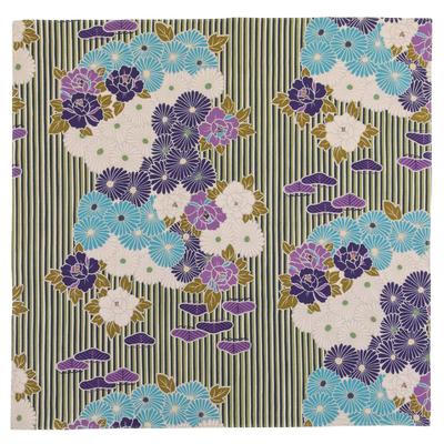 No Ren Furoshiki Medium 70cm (Retro Flower - Purple) Three Width Cotton 100 Machine Washable