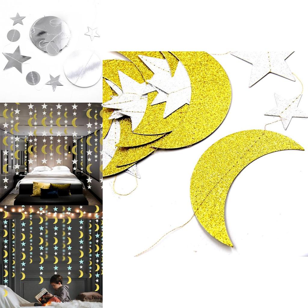 Eid Mubarak Moon Star Banner Stylish Hanging Decor For Ramadan Weddings Birthdays More!