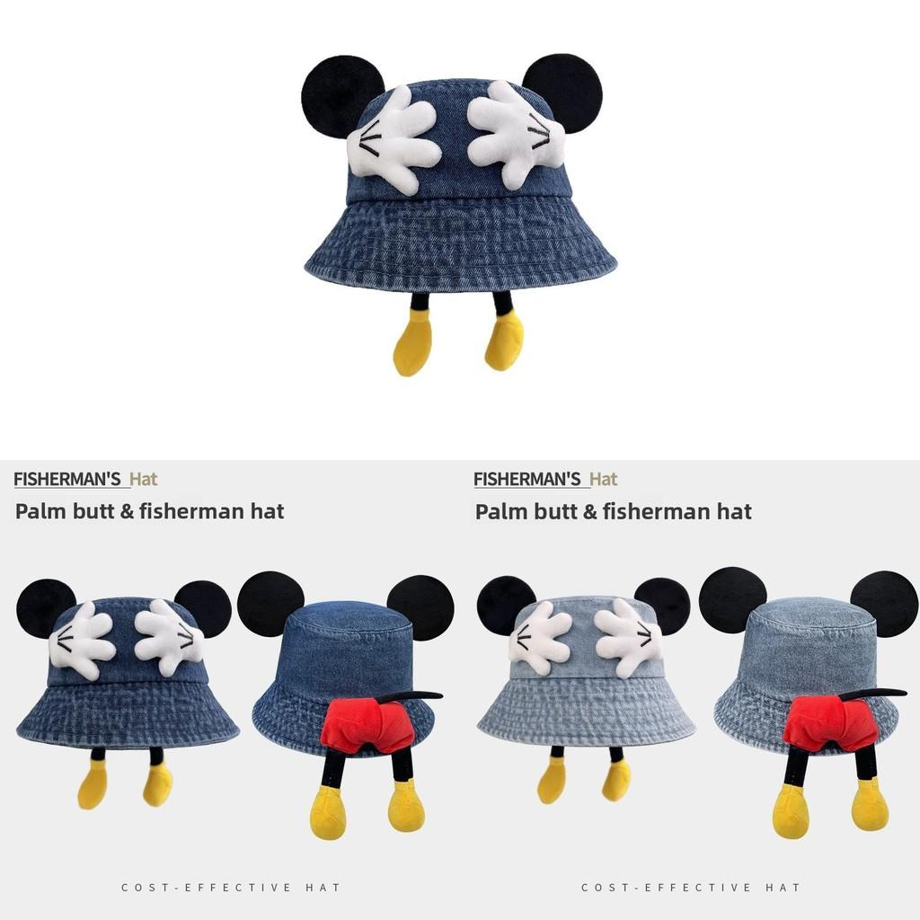 Mickey Mouse Denim Bucket Hat With Breathable Uv Protection For Summer Fashion Accessories