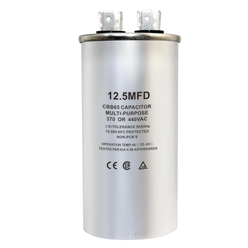 CBB65 Circular Run Capacitor, 450VAC 5 uf/MFD 50/60Hz Round Start Capacitor - Very Suitable for Air Conditioning, Fan Capacitor, Etc. (5 Uf)