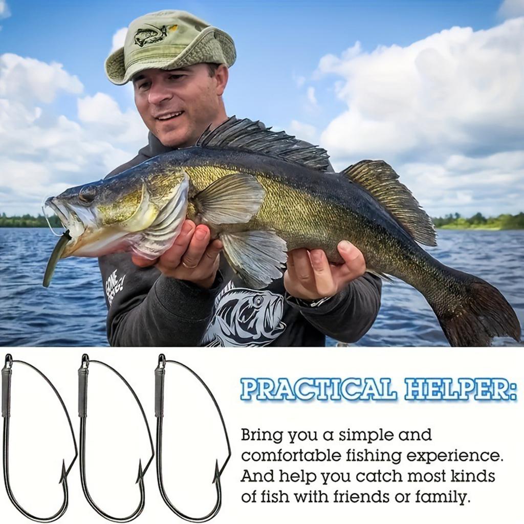 30Pcs Weedless Wackys Rig Hook AntiHanging Bottom Mouthguard Fishes Hook Long Neck Hook Fishings Accessories Easy to Use