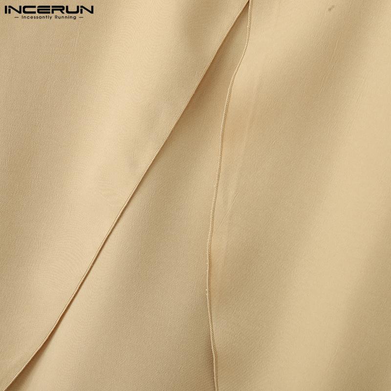 INCERUN Vyriški vasariniai sluoksniuoti nereguliariais skeltais galais kasdieniai tunikos viršūnės marškinėliai