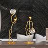 Athlete Crystal Ball Figurine Iron Gold Desktop Ornament Bedroom Living Room
