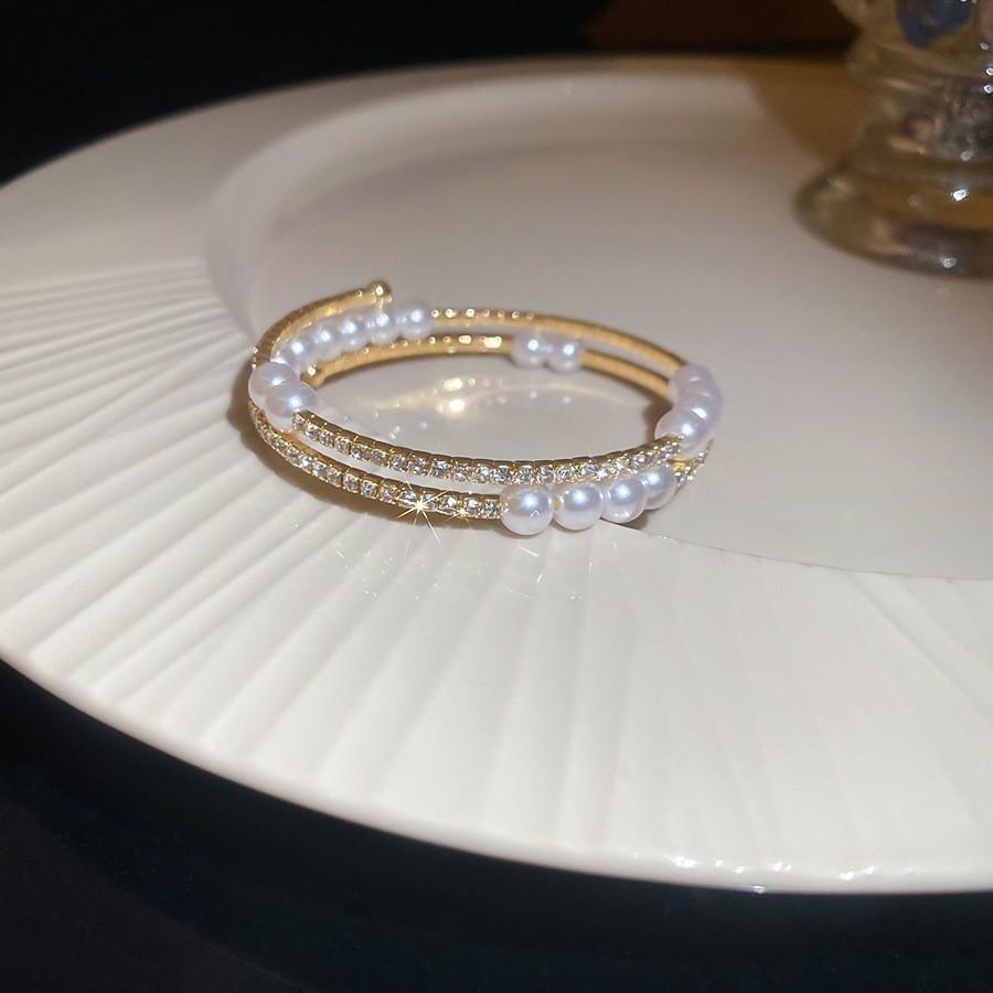 Super Flash Zircon Round Heart-shaped Flower Multi-layer Open Bracelet Exquisite and Beautiful Bracelet Light Luxury Jewelry Women