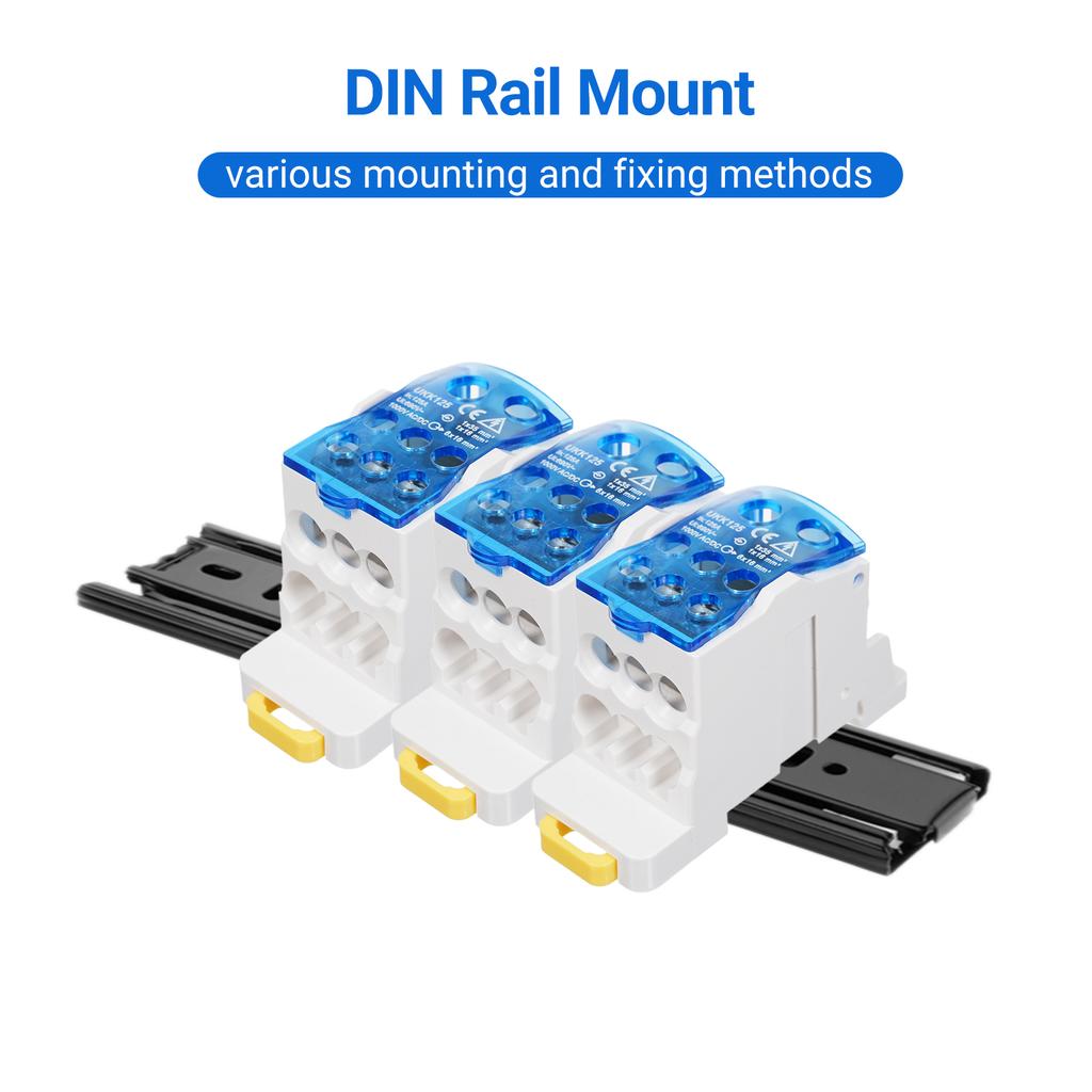 1 Pack 6 Positions Screw Terminal Strip Blocks with Cover Junction Box Branch Box Din Rail Terminal Block Wire Box