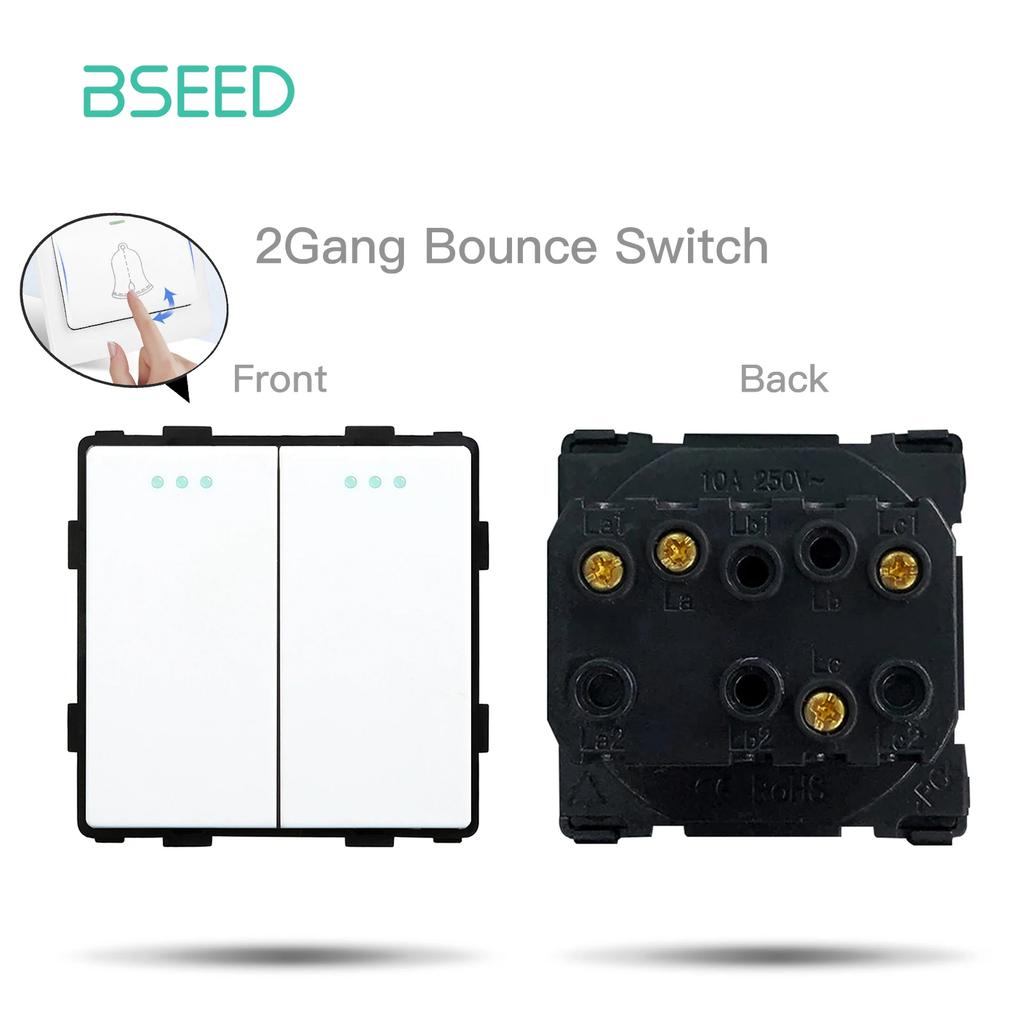 BSEED Matte Plastic Frames EU/French Wall Socket Plug Type-c USB Power Sockets Mechanical Button Switches Function Parts Only