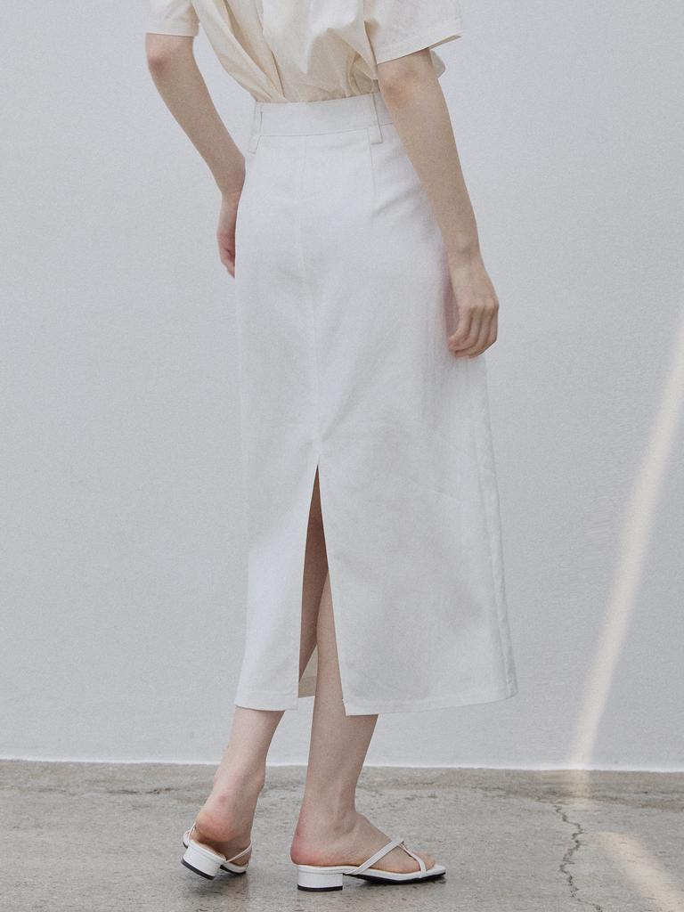 Le Studio Straight Belt Set Long Skirt White
