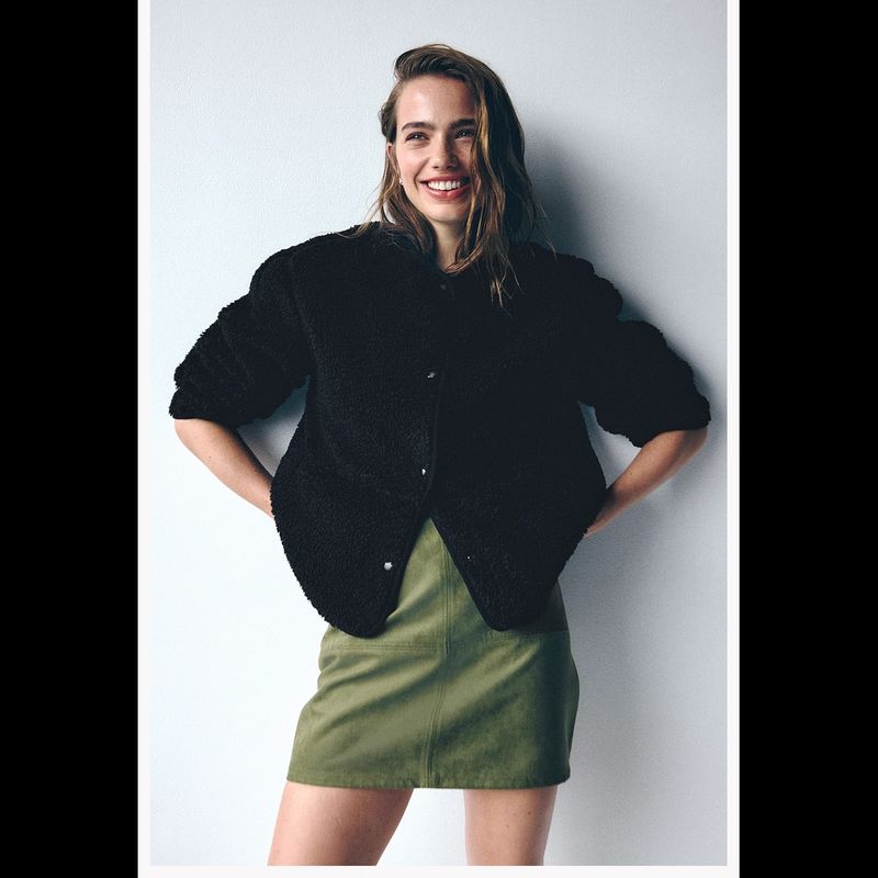 Za New Fall Women's Clothing 2025 Fashion Wind Fashion Round Neck Pure Color Comfort Teddy Plush Jacket 1294648