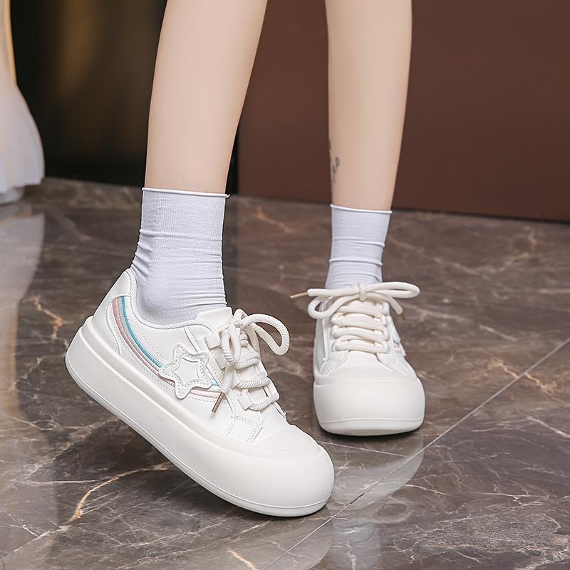 Fashion Cute Sneakers for Female Students, Pink Sneakers, Harajuku Style Thick-soled Sneakers, Women's Casual Tennis Shoes