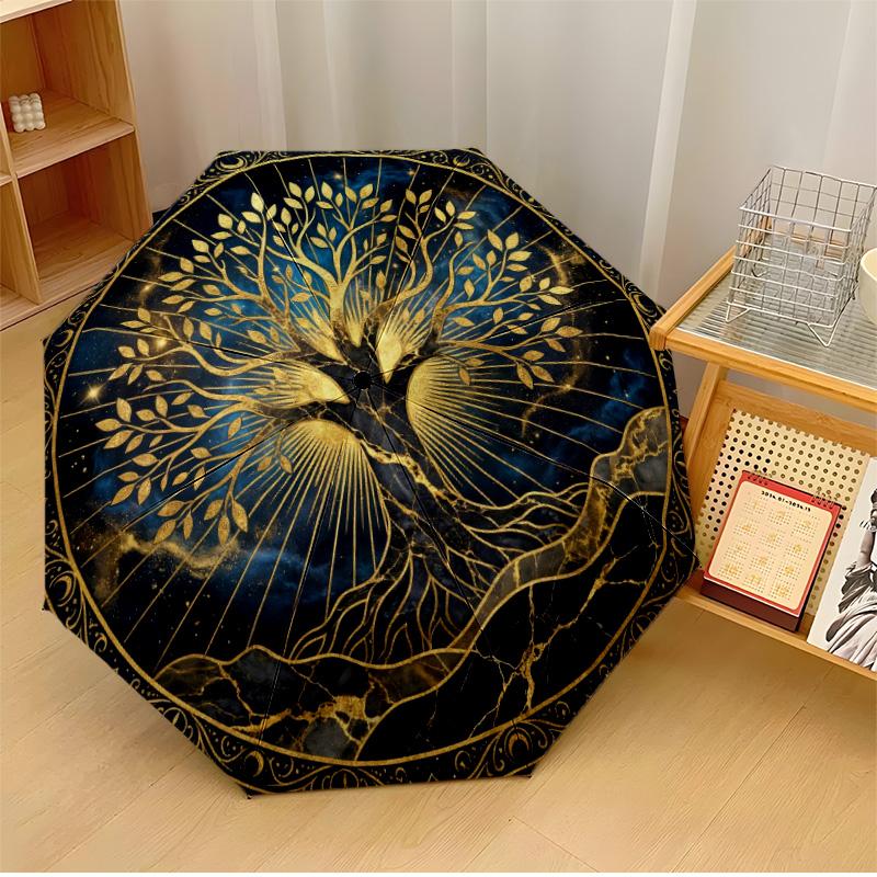 

Colorful Tree Printed umbrella windproof folding umbrella portable sun and rain umbrella suitable for gifting