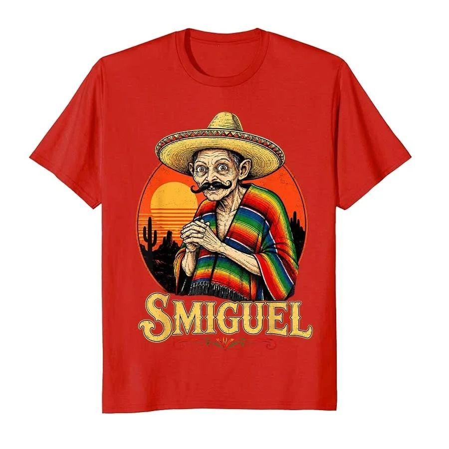 Smiguel Mexikanischer Sombrero Vintage Mexikanische Kultur Mashup T-Shirt Für Unisex Unisex Baumwolle Kurzarm Oberteile Y2k Kleidung Mode Top