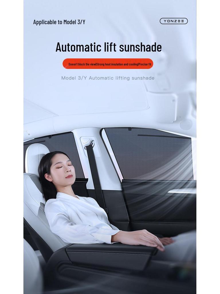 Liftable Sunshade Umbrella for Tesla Model Y/3 Refresh Side Windows - Interior Accessory