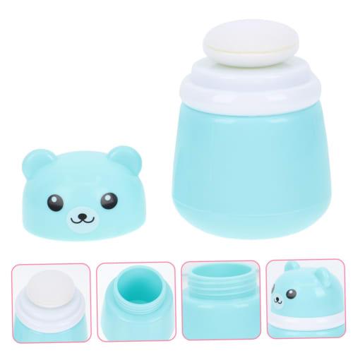 MOBUTOFU 2-Piece Powder Puff Box, Empty Powder Compact, Baby Powder Case, Baby Powder Container with Sponge, Blue