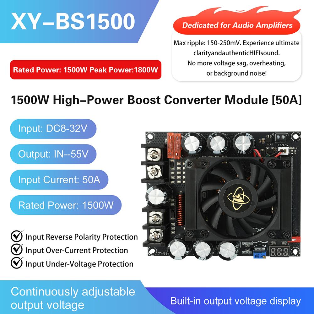 Adjustable Boost Power Module 900W/1500W/3000W Full Power Output Low Ripple 12V 25A Dedicated Audio Amplifier Power Supply