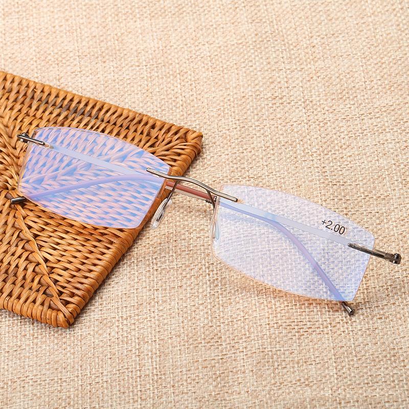 

Мужские очки для чтения без оправы, женские очки для чтения с блокировкой синего света, линзы HD, пресбиопические очки, полуоправа для пресбиопических очков +200