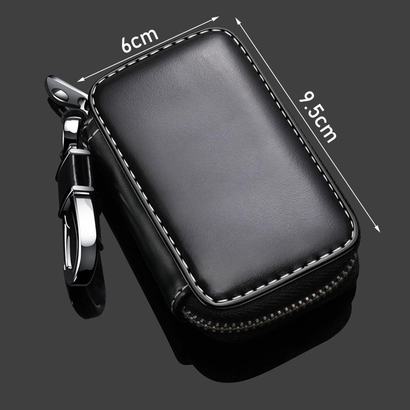 Eco-friendly Leather Keychain Pouch Zipper Closure Fashion Portable Key Wallet Holder Ideal Gift for Men Women Drivers