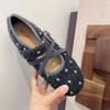Autumn sweet wind non-slip bow ballet single shoes polka dot cross strap Mary Jane shoes