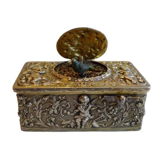 Automatic Popping Bird Metal Box Vintage Embossed Alloy Box Home Office Bookshelf Desktop Decoration Collectible Ornament