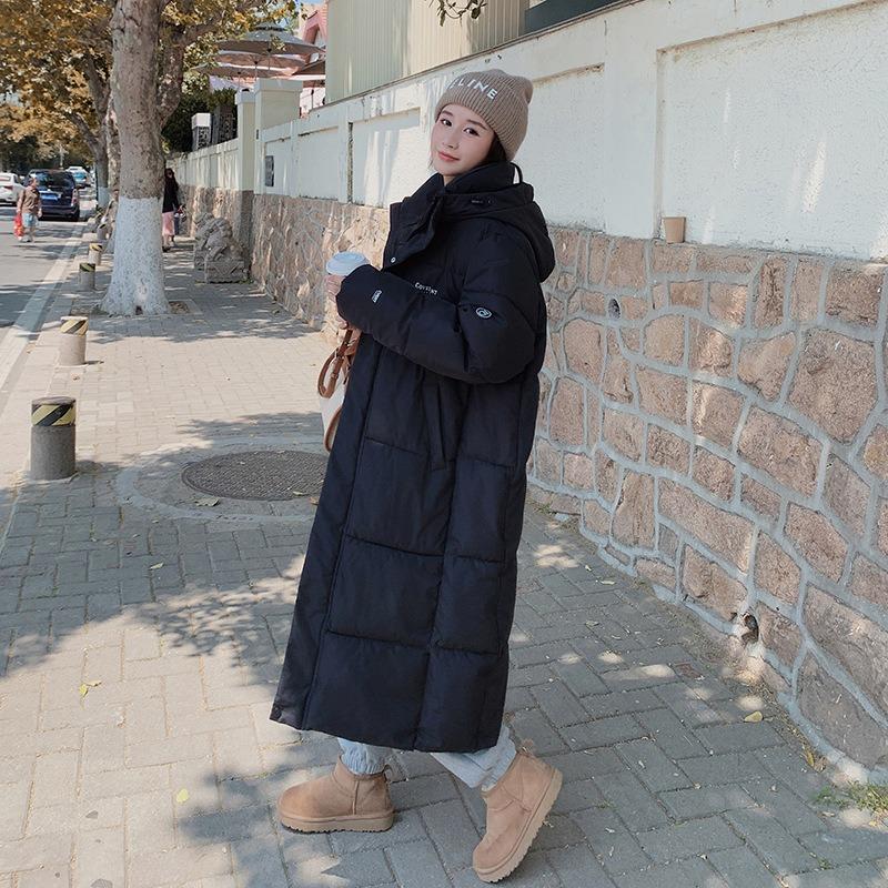 Mărime mare peste genunchi picioare goale haine pâine haine din bumbac cu puf pentru femei iarnă nouă modă jachetă medie și lungă căptușită cu bumbac