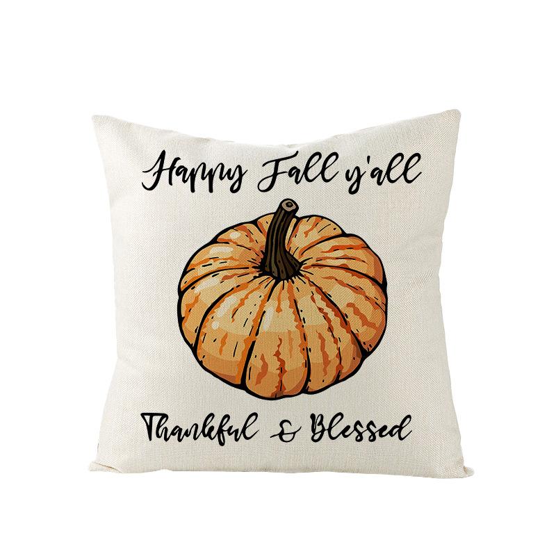 Autumn Harvest Pumpkin Print Pillow Cover Sofa Office Polyester Cushion Cover Home Furnishings