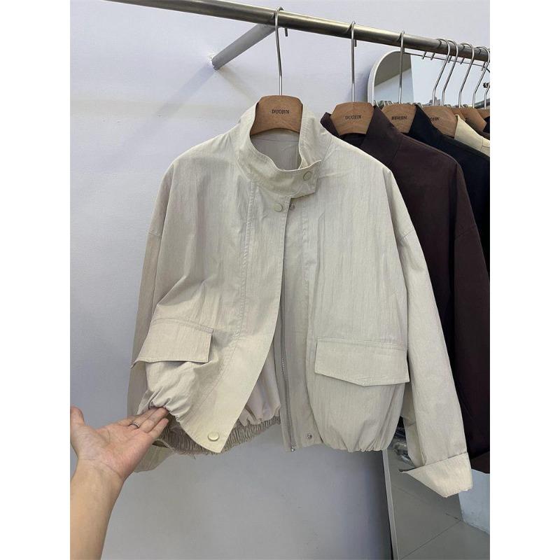 Damen 2025 Frühling Herbst Neu High-End Kleiner Stehkragen Locker Lässig Arbeit Kurzer Trenchcoat