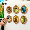 Home Decor Magnet 1/6Pcs Halloween Retro Frame Refrigerator Magnet, Wood Carved Fridge Magnetic Cabinet Whiteboard for Office Kitchen Metal