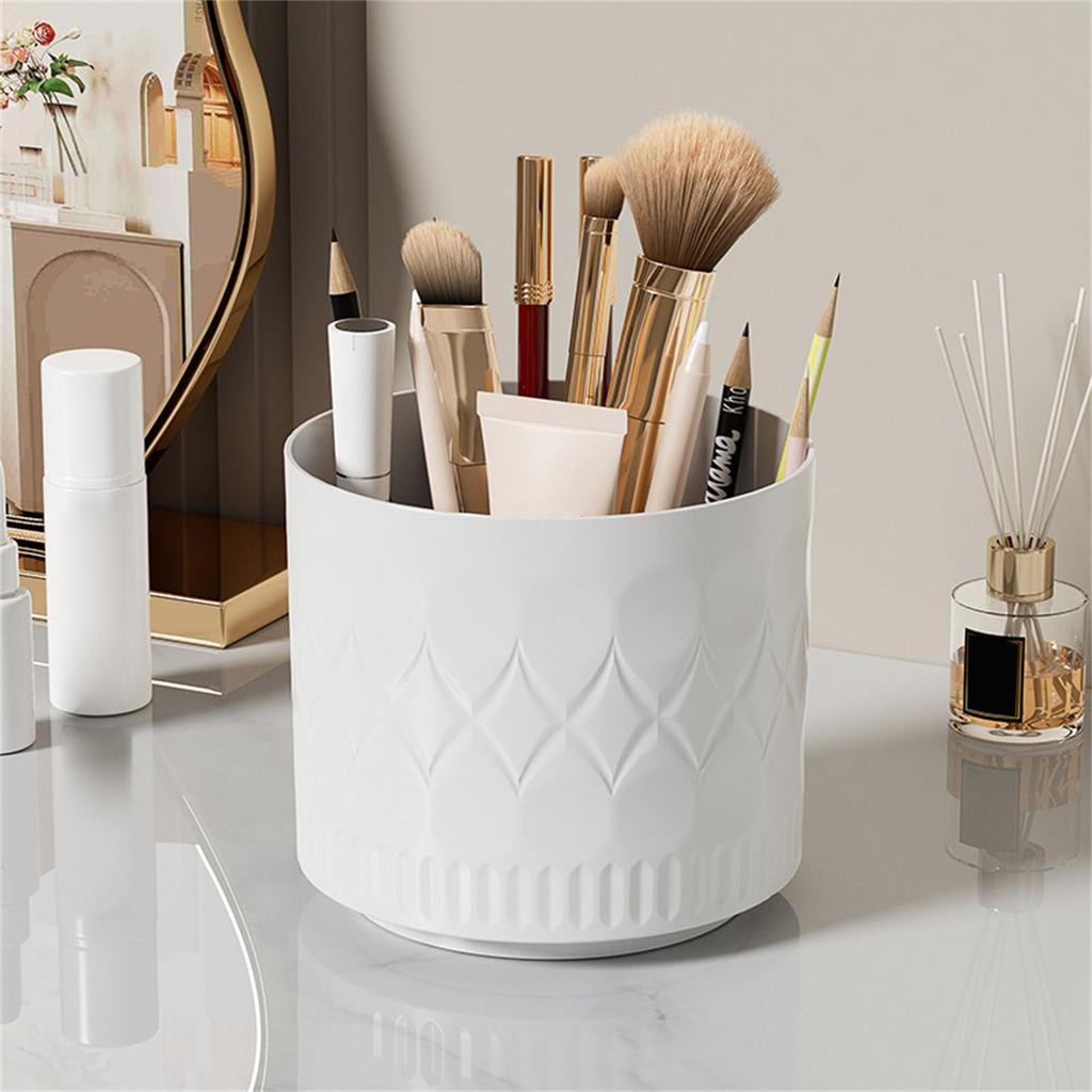 Japanese Style Simple Rotating Storage Cups For Makeup Brushes Pens Large Capacity Desktop Organizers Plastic Bathroom Countertop