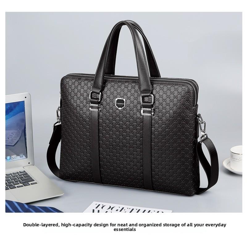 Men's Bag Carrying Large Capacity Multi-functional Briefcase Male Business Shoulder Leather Casual Satchel