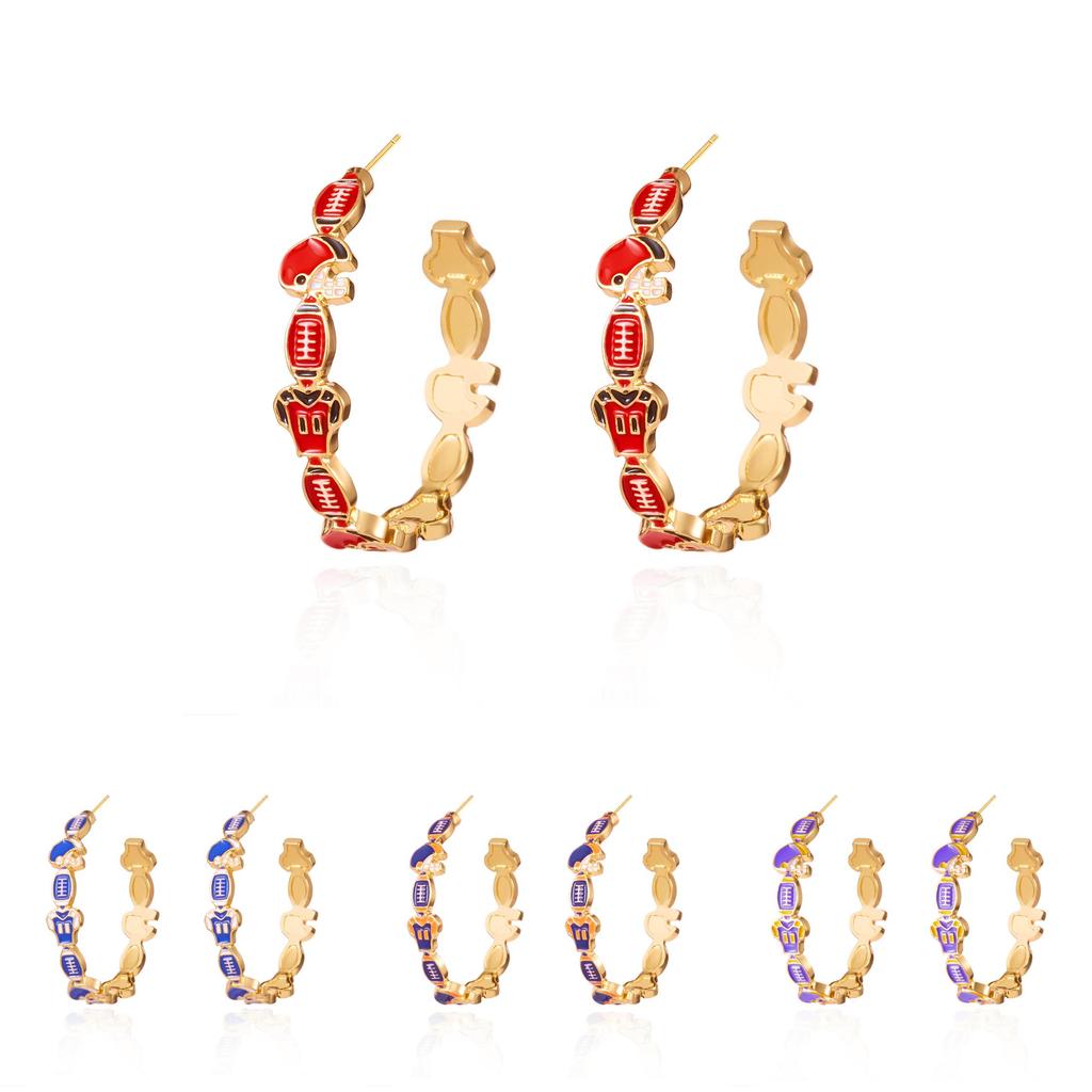 Trendy Summer Geometric Enamel Earrings With Stainless Steel Post For Women