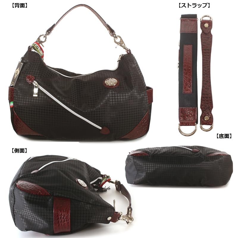 Orobianco Shoulder Bag in Houndstooth Nylon and Genuine Leather in DIDAL Nylon Messenger Men's 2-Way [Made Italy]. Bag, Crossbody, SILVESTRA-C (Black,