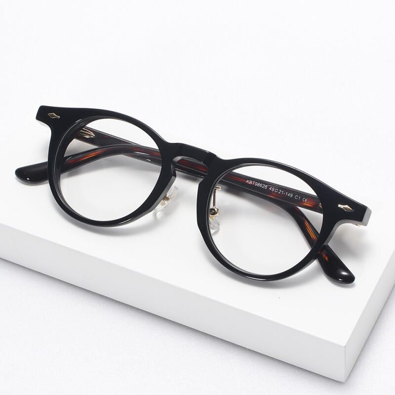 98626 Acetate Full-Frame Horn-Rimmed Glasses C1 Black BLACK