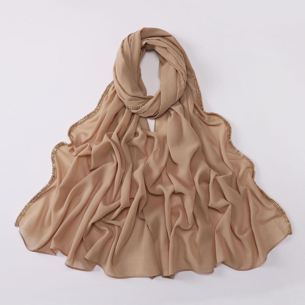 Vielseitiger Eleganter Seidenschal Strahlendes Langes Sonnenschutz-Schal Diamantrand-Design Weiches Ramadan-Kopftuch Damen Kopfbedeckung