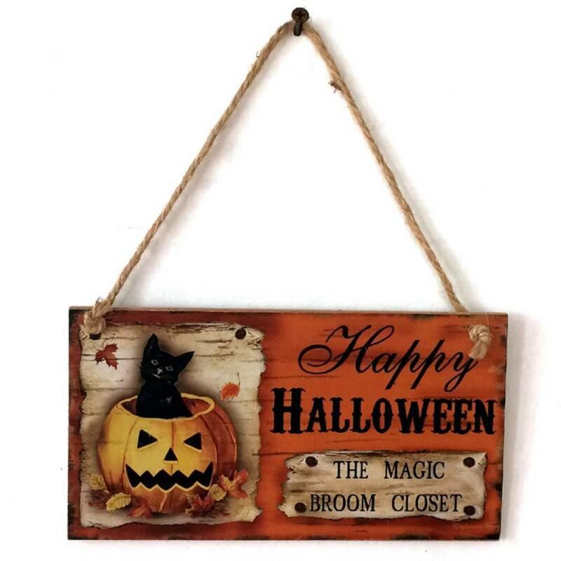 Wooden 10*20cm Halloween Hanging Board Decor Festival  Indoor and Outdoor Perfect Decoration Event Party Supplies
