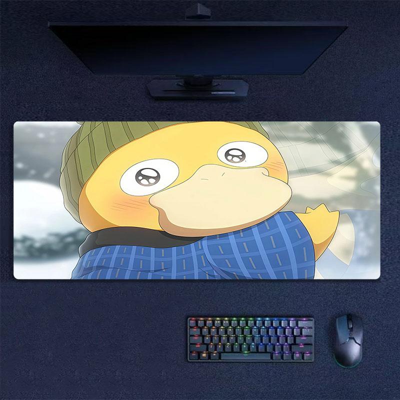 Psyduck Cartoon Mouse Pad, Large Gaming Desk Mat, Non-slip XXL Mousepad for Laptop & Tablet, Mini PC Playmat with Stitched Edges
