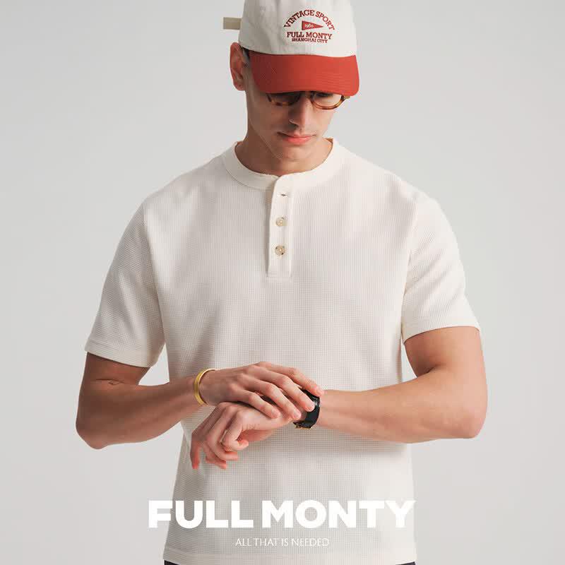 

FULL MONTY Men s Waffle Henley T-Shirt S