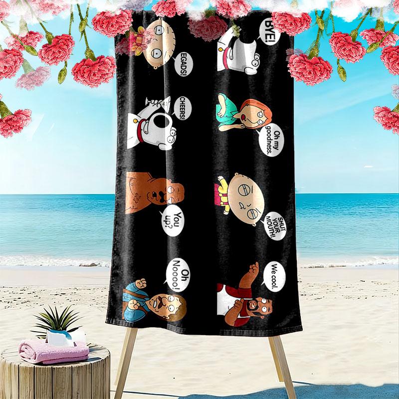 Family Guy Cartoon Print Beach Towel, Large Soft Quick Dry Towel for Beach Camping Swimming