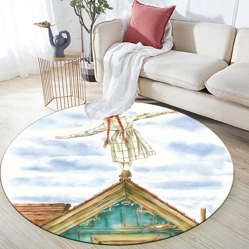 Anne Cartoon Pattern Round rug,Carpet Rug for Living Room Bedroom Playroom ,Non-slip Floor Mat,Holiday Gifts and Birthday Gifts.