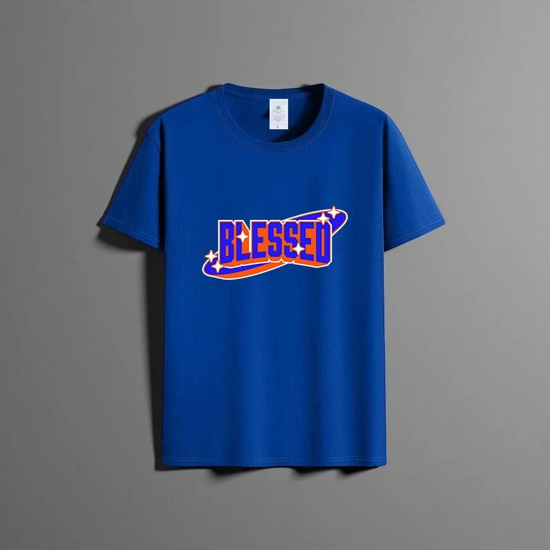 Summer new unisex versatile pure cotton T-shirt fashionable casual round neck top breathable loose fit print short sleeved shirt