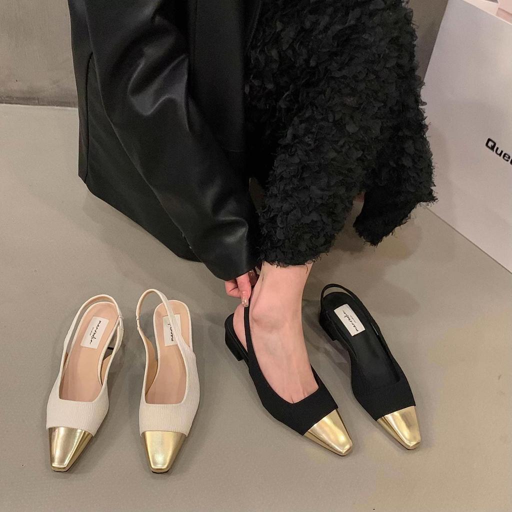 Small fragrance block heel heels, French small sandals, women's spring and summer, new temperament, square toe with skirt single shoes