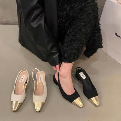Small Fragrance Block Heel Heels, French Small Sandals, Women's Spring and Summer, New Temperament, Square Toe with Skirt Single Shoes