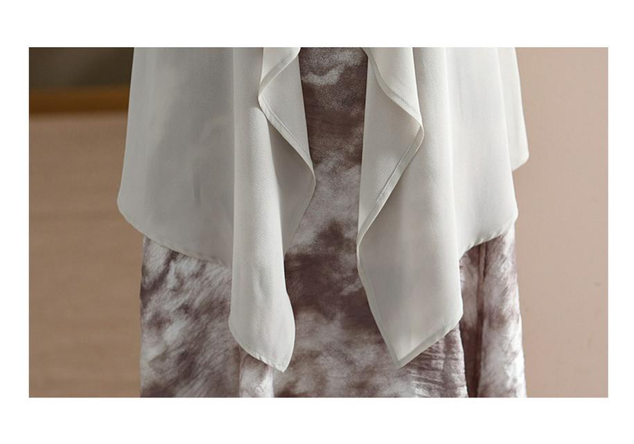 Elegant Chiffon Summer Dress Set for Mature and Elderly Women - Stylish Two-Piece Skirt Ensemble
