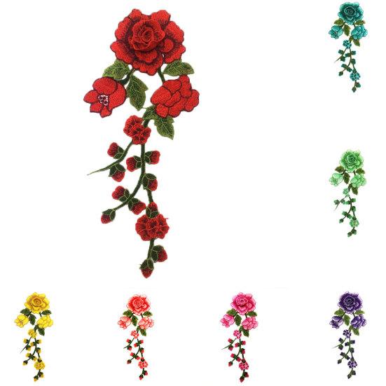 Kwiatowy haft naszywka z haftem DIY szycie na sukience z aplikacją Craft