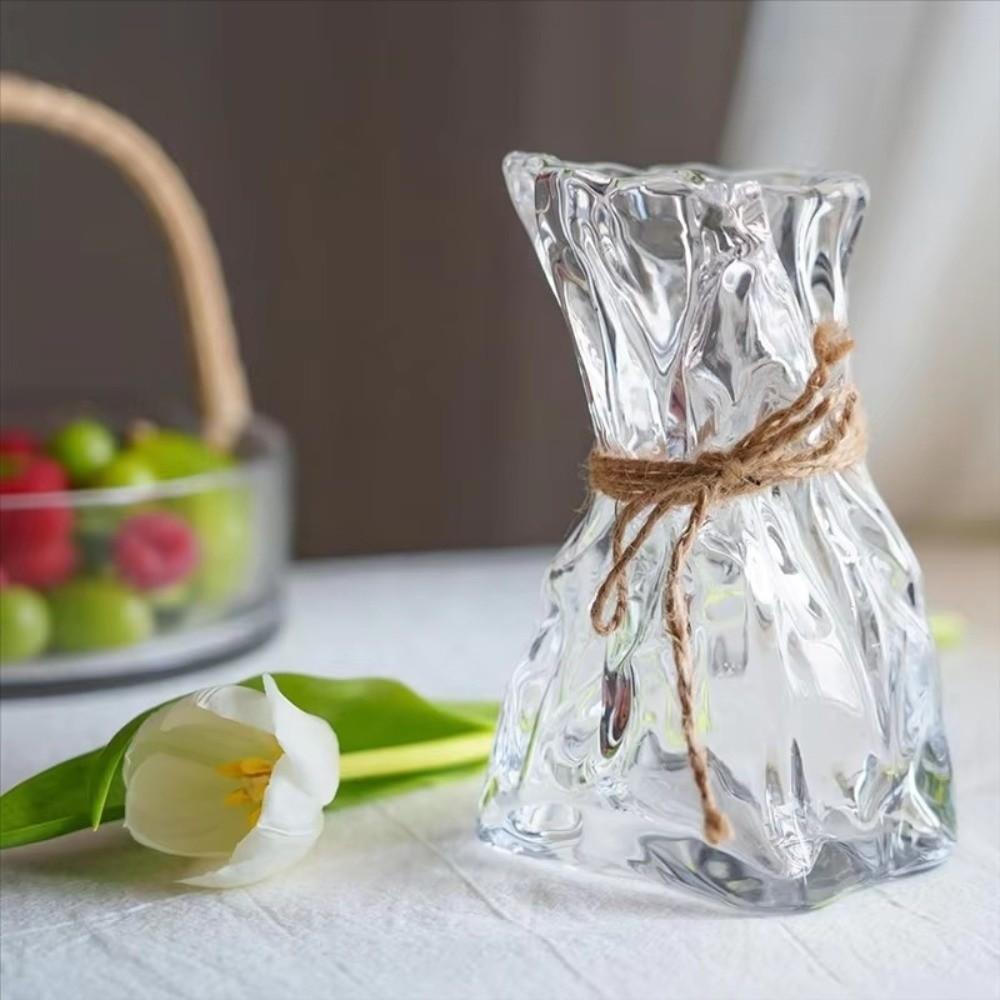 Transparent Origami Glass Vase Minimalist Art Flower Vase Modern Tabletop Vase Homestay Decoration