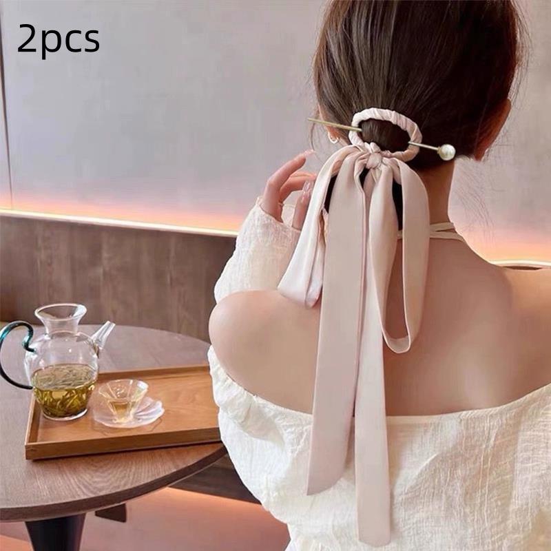 2 Stück Haarnadel Hanfu Schmetterlingsknoten Haarband Haaraccessoires Antiker Stil Pferdeschwanz