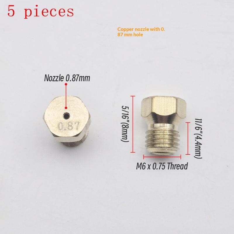 5PCS Brass Burner Gas Hob LPG- Conversion Kits Jets 50 65 70 87 95 Brass Nozzle For Gas Stove Brass Nozzle Propane Injector