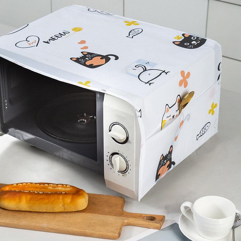 Microwave Dust Cover with Pocket Reusable Microwave Cover with Cartoon Design To Prevent Dust and Fumes in The Kitchen and Home