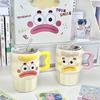 Cute cute clown straw cup high value ceramic mug with lid funny couple drinking cup birthday gift