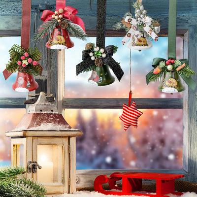2025 Christmas Rustic Jingle Bell In Metal Pine Needle Christmas Bell Garland Ornament Indoor Outdoor Christmas Tree Pendant